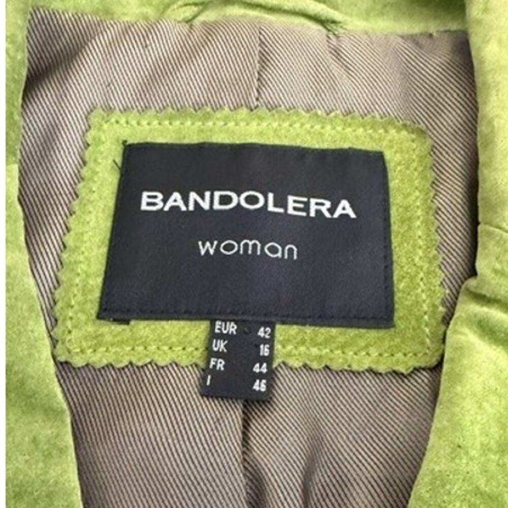 Bandolera Suede Jacket Womens 10 Green Fitted Blazer Button Front Y2K Boho - Picture 8 of 12